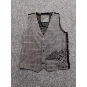 Epic Threads Vest Mens XL Gray Graphic Print Eagle 5 Button Waist Coat Adjustble